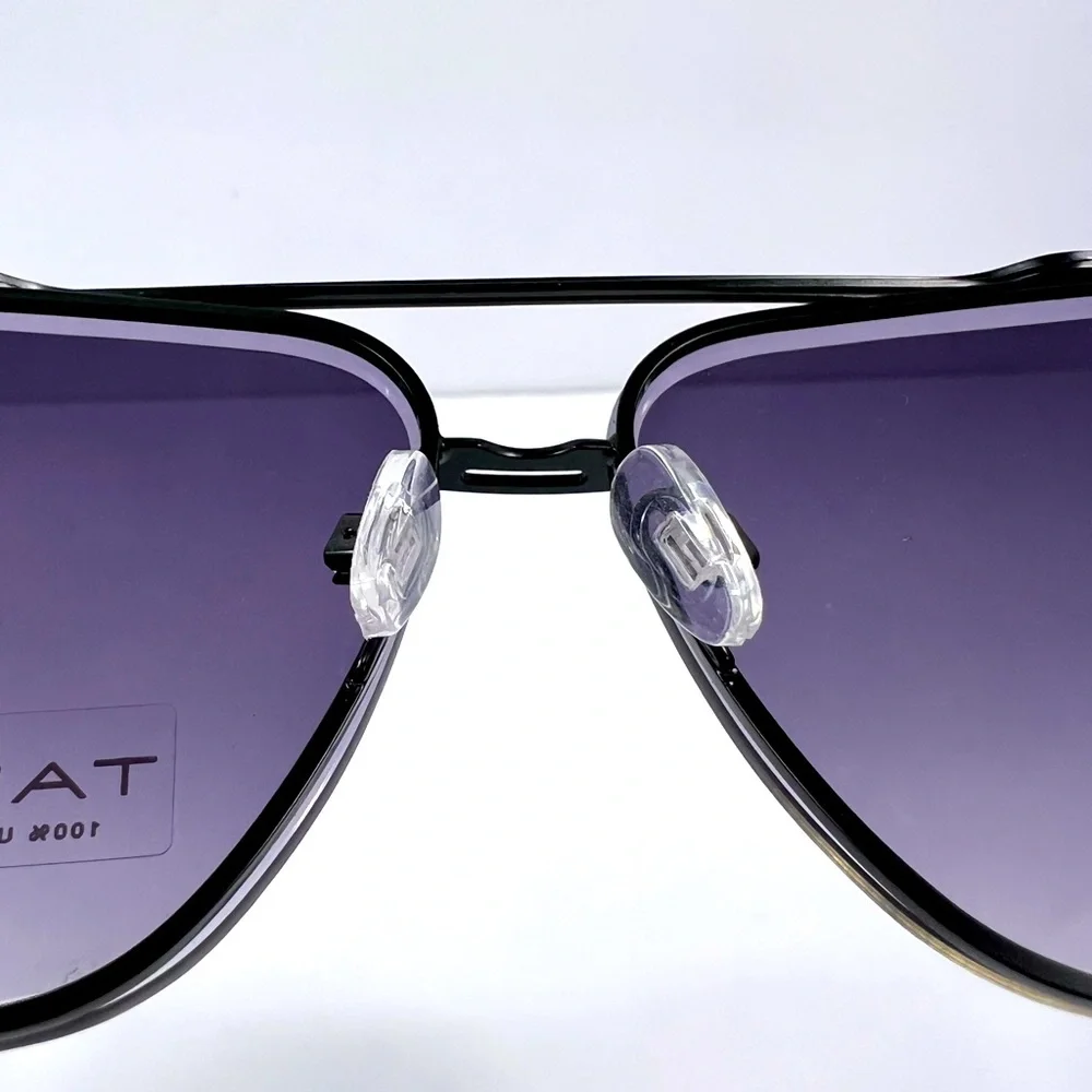 ⭐️TAHARI💯MENS MATT BLACK METAL SUNGLASSES, UNIQUE LENSES & FADING PURPLE COLOR